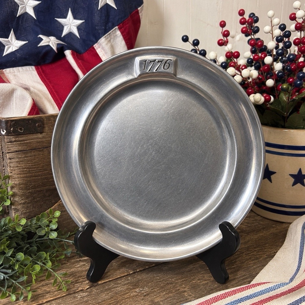 Vintage Pewter Plate Dish 1776 Wilton Columbia PA USA Patriotic America 250th